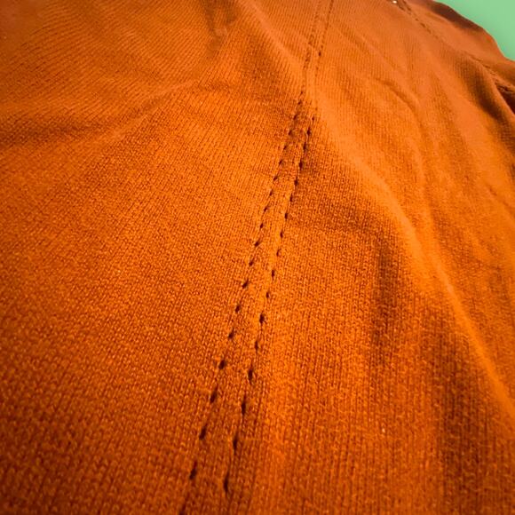 Soft Surroundings Burnt Orange Cotton Cashmere Blend Sweater Lace Trim Size L - Picture 10 of 10